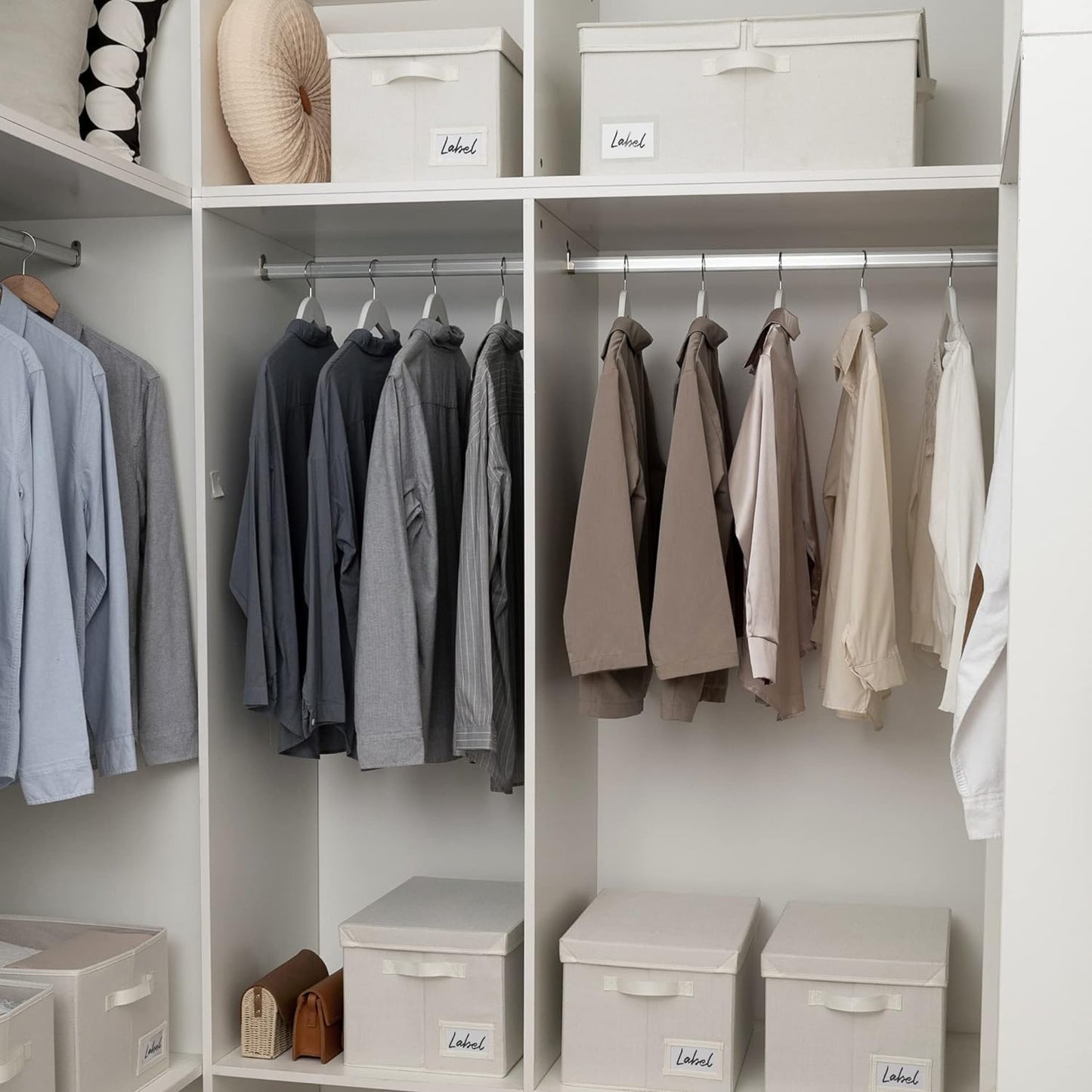 GRANNY SAYS Fabric Storage Bin with Lid, Decorative Storage Box for Shelves, Container Storage Basket Organizer, Closet Bins with Lids for Organizing, Jumbo, Ivory, 1-Pack