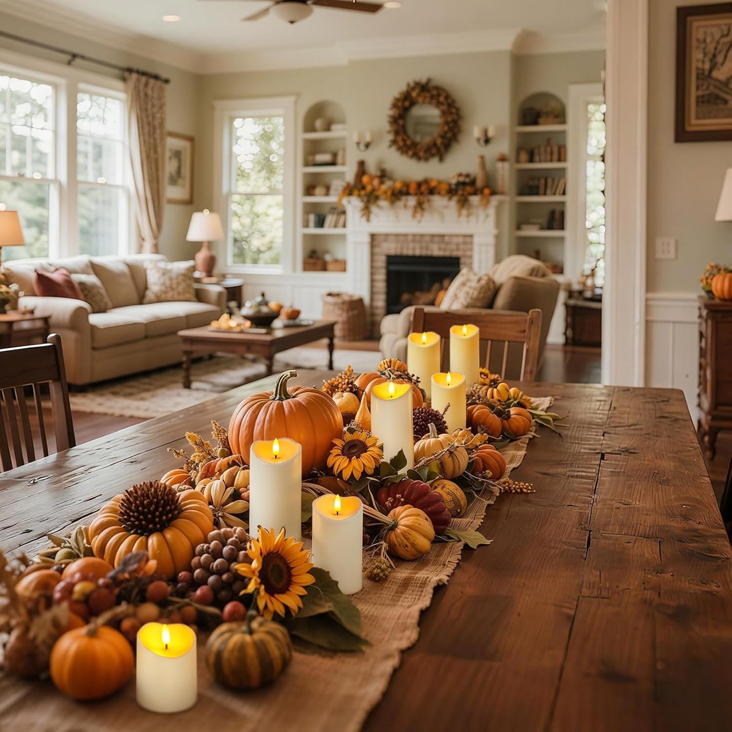 Homemory 6”x3” Outdoor Waterproof Flameless Candles, LED Candles, Battery Operated Candles with Remote and Timers, Electric Fake Plastic Pillar Candles,Dark Ivory, Set of 2