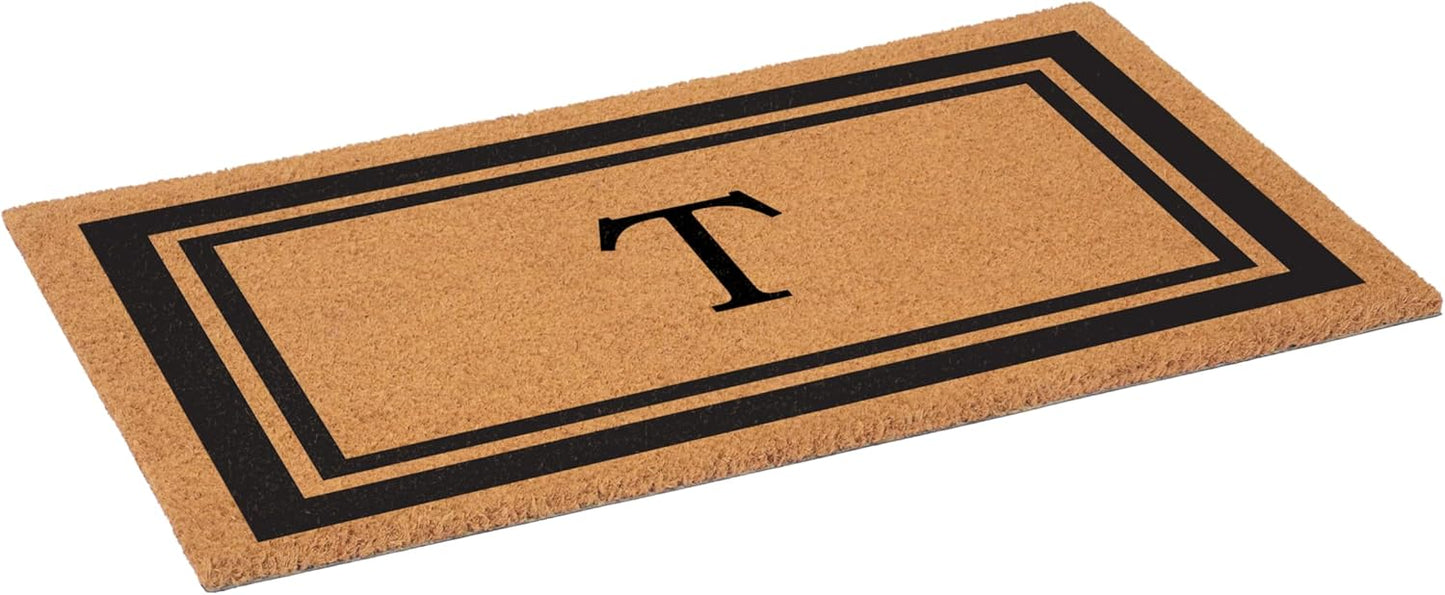 Calloway Mills 152962436T Black Border 24" x 36" Monogram Doormat, (Letter T)