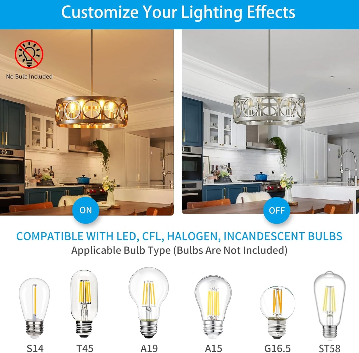 XINGQI 6-Light Modern Farmhouse Chandelier Brushed Nickel, 21.7'' Drum Ceiling Light Fixture for Living Dining Room Over Table with Round Metal Shade Pendant Lighting