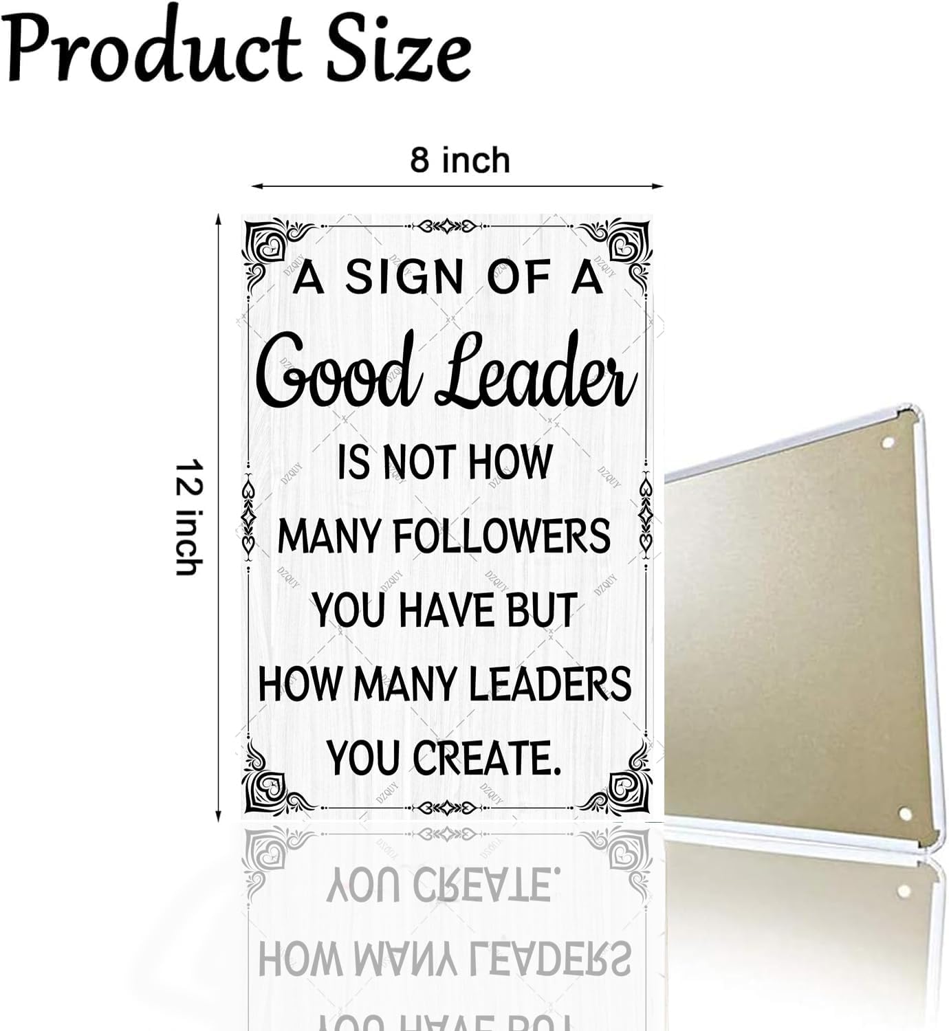 DZQUY Good Leader Metal Sign –12x8 Inches Inspirational Wall Art with Vintage Retro Design, Motivational Office & Home Decor for Living Room, Bedroom