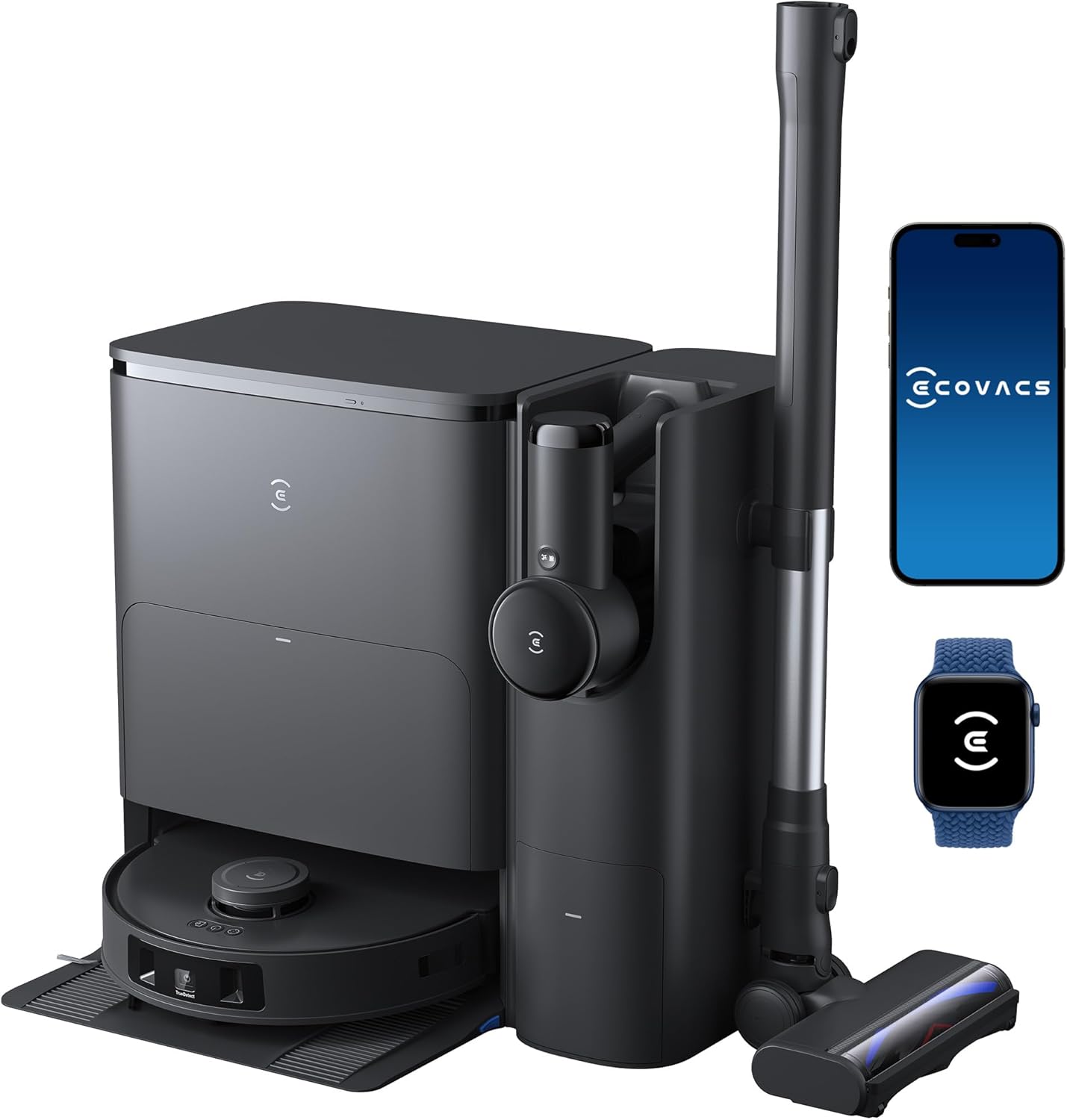 ECOVACS DEEBOT T30S Combo Complete Robot Vacuum and Mop, 11000Pa, ZeroTangle Technology, TruEdge Adaptive Edge Mopping, Hot Water Mop Washing, Self-Emptying, Self Refilling, Auto-Mop Lifting