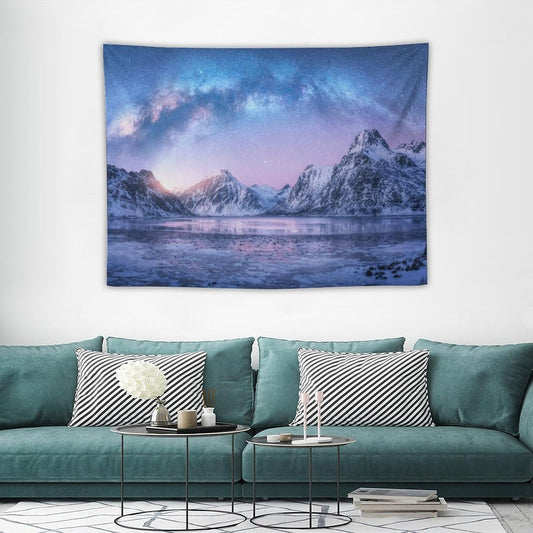 HZOHNAGO Mountain Tapestry Aurora Snow Mountain Sunset Pattern Printed Wall Tapestry Wall Hanging for Bedroom Living Room Dorm 40" W x 30" H