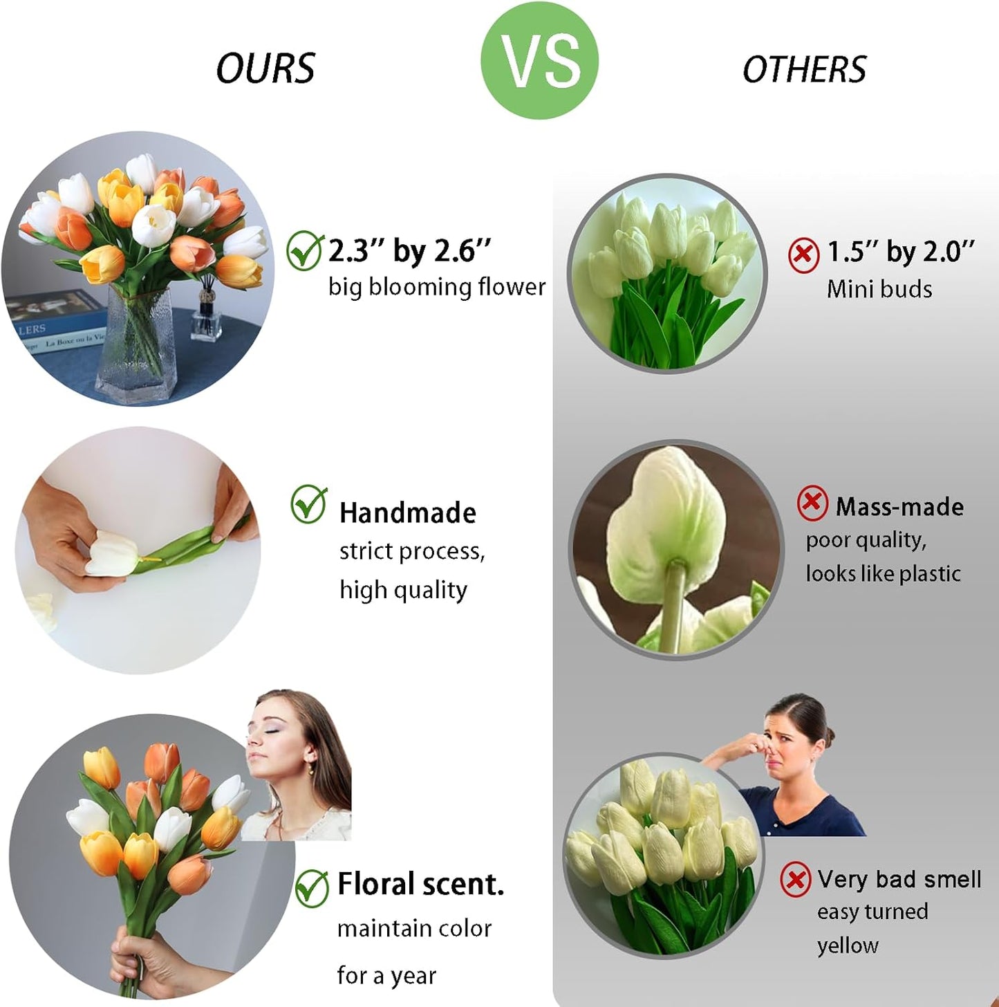 Buart Autumng-Colors Tulip Flowers Artificial Luxury Big Tulip Valentine's Day Mother's Day Easter Home Kitchen Wedding Decorations(11pcs)