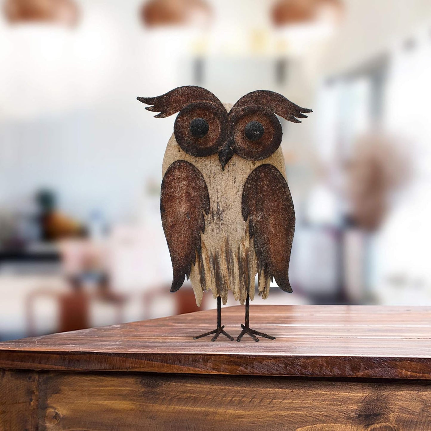 Rustic Owl Figurines Decor Animal Statue for Home - Wooden Stand Owl Sculptures Decorations for Living Room Bedroom - Shelf Decoration Decorative Tabletop Collection (Owl Family)