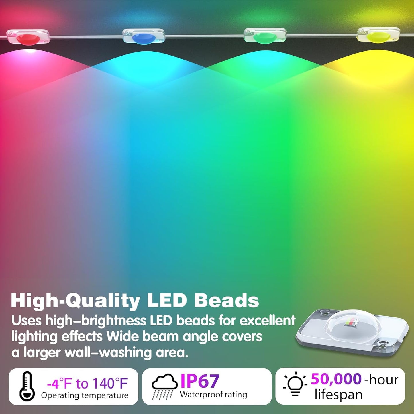 500FT Permanent Outdoor Lights Waterproof with Smart App Control Remote,DIY Scene Modes,Music Sync hronization,Eaves Lights for Garden Decor,Deck,Christmas