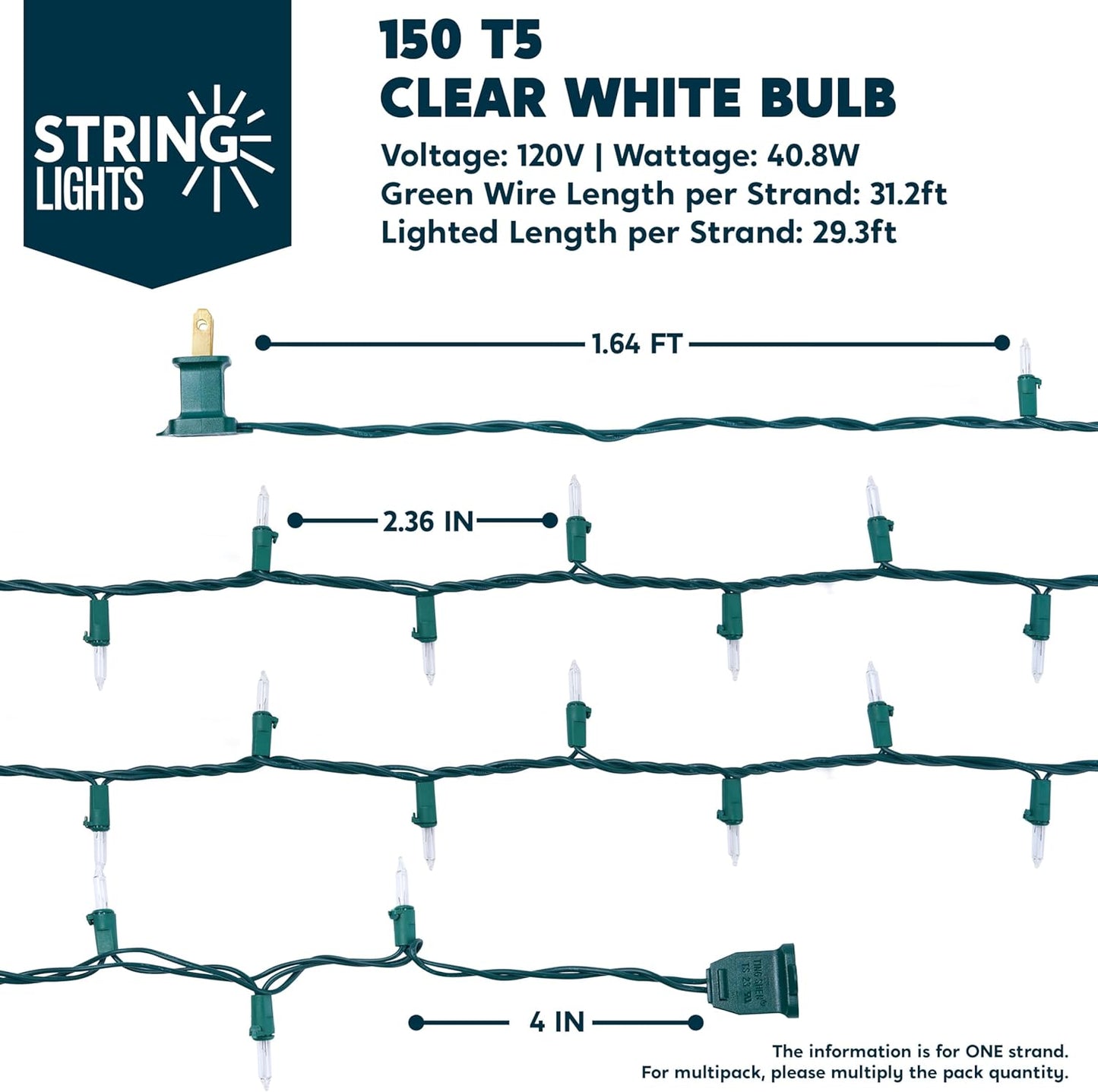 Joiedomi Clear Christmas String Lights Indoor,300(2x150) Mini Warm White Fairy Light,62.4FT Lighting Decor for Patio Dorm Classroom Bedroom Holiday Wedding Party Garland Birthday Festival,Green Wire