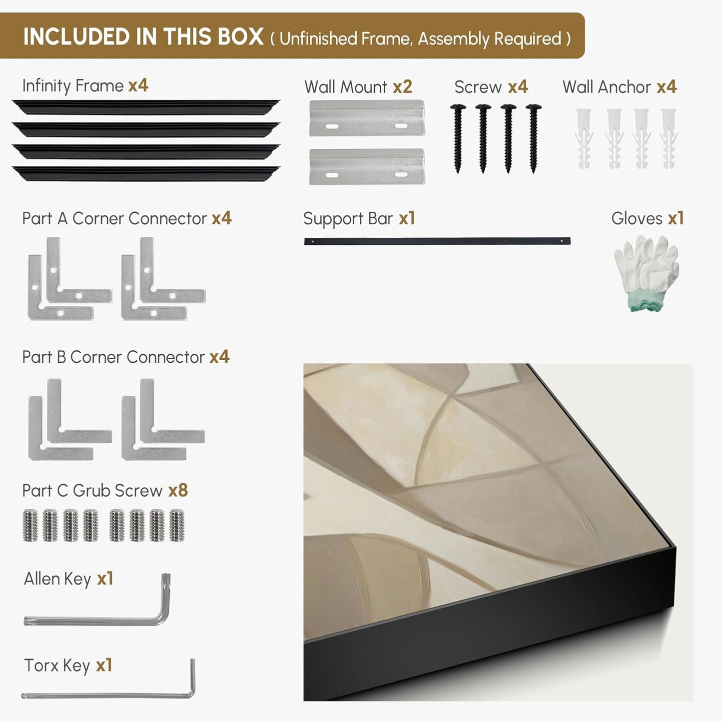 SIGNWIN 24"x46" Extra Large Framed Wall Art Neutral Abstract Geometric in Mid-Century Style, Retro-Inspired Design for Home Living Room Bedroom Decor (Frame Assembly Required)