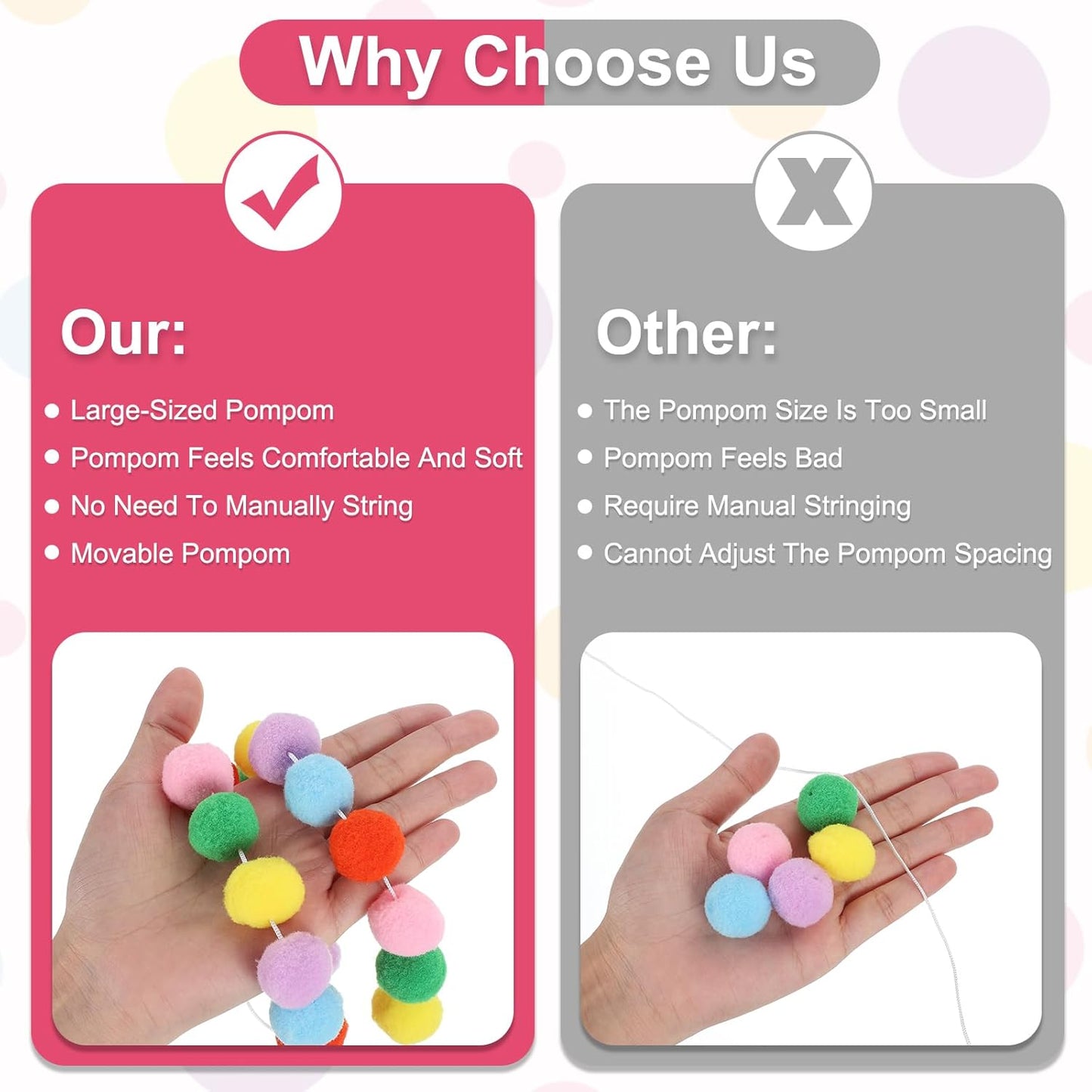 PATIKIL 26Ft Pom Pom Garland Decorations, 4Pcs Colorful Felt Ball Garland Banner Cute Rainbow Pompom Hanging Decorations for Tree Ornaments Homes Decor, Black/Orange/White