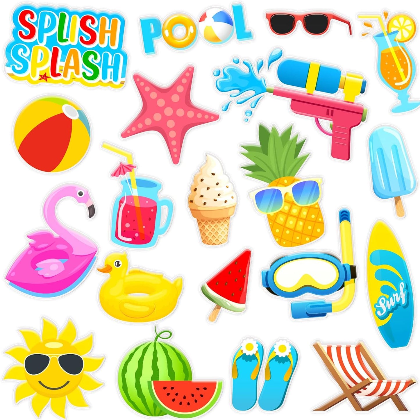 20 PCS Beach Ball Party Thick Gel Clings Summer Pool Window Gel Clings Decals Stickers for Kids Toddlers and Adults Home Airplane Classroom Nursery Summer Beach Holiday Party Supplies Decorations