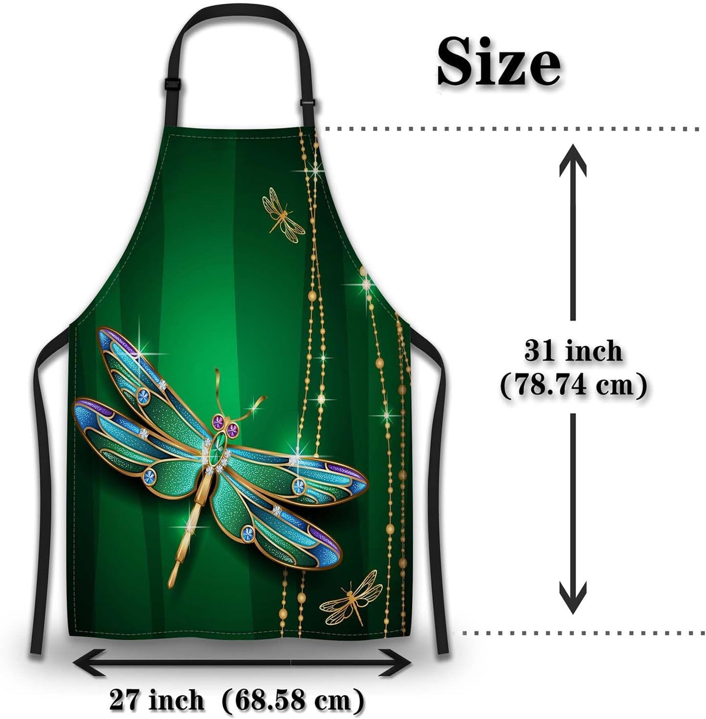 Garden Apron for Women Beautiful Vivid Dragonfly Aprons for Men for Kitchen Cooking Restaurant BBQ Painting Crafting Gardening 27” (W) x 31” (H), Waterproof Aprons