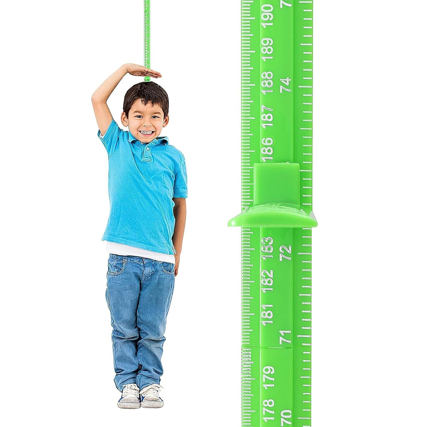 Height Measurement for Wall, Children Height Ruler, 3D Removable Growth Chart, Splicing Sliding Measuring Ruler for Kids and Nursery 79 inch (Green)