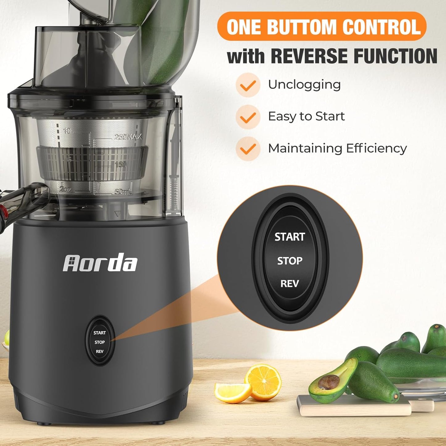 Slow Cold Press Juicer Machines: Masticating Cold Pressed Compact Juicer For Vegetable And Fruit Easy To Clean, Silver Grey