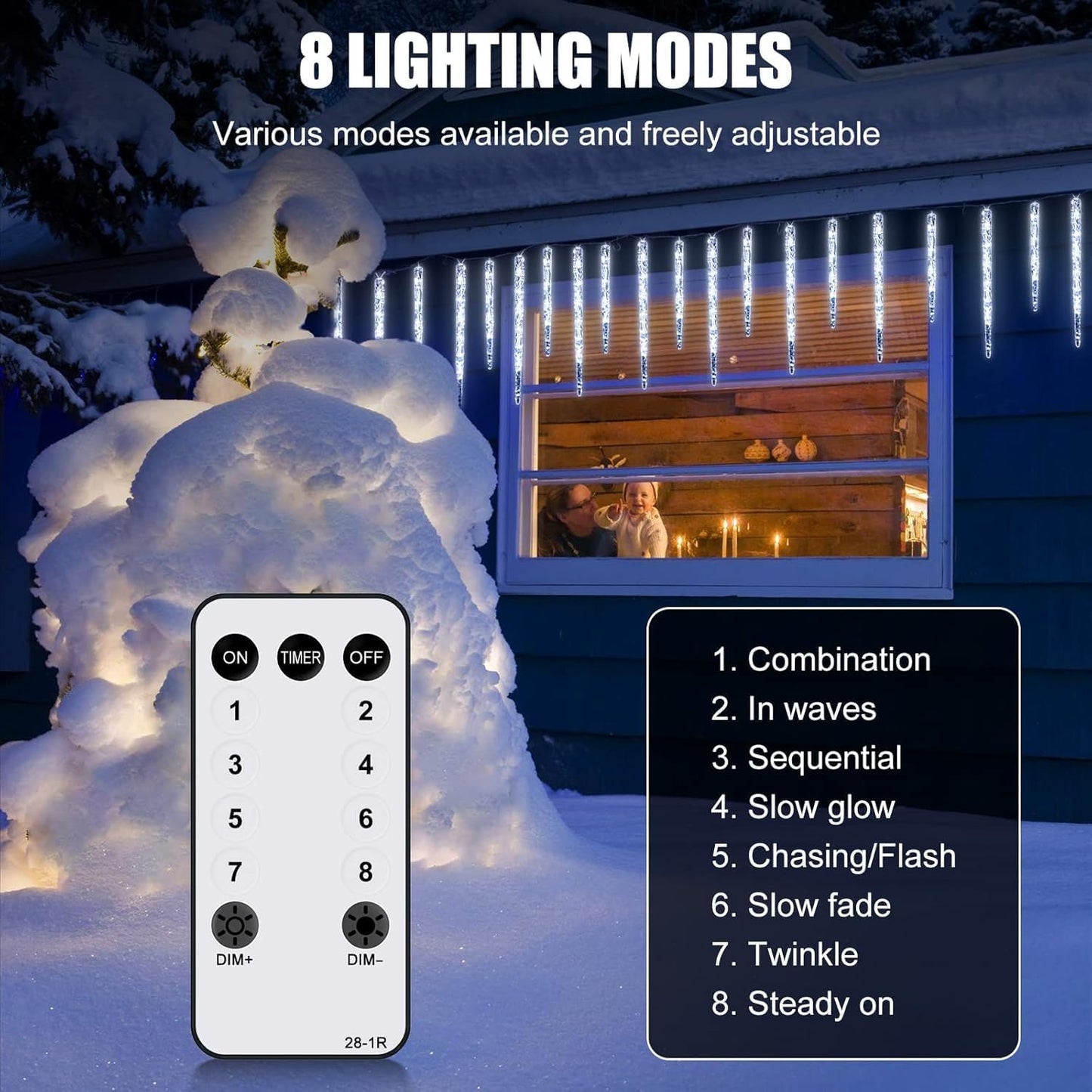 Icicle Lights for Outside, 2 Pack Total 40ft 40 Tubes 200 LED Ice Shape String Lights, Connectable Hanging Christmas Decoration Lights for Tree Patio Roof Holiday Decor, Warm White