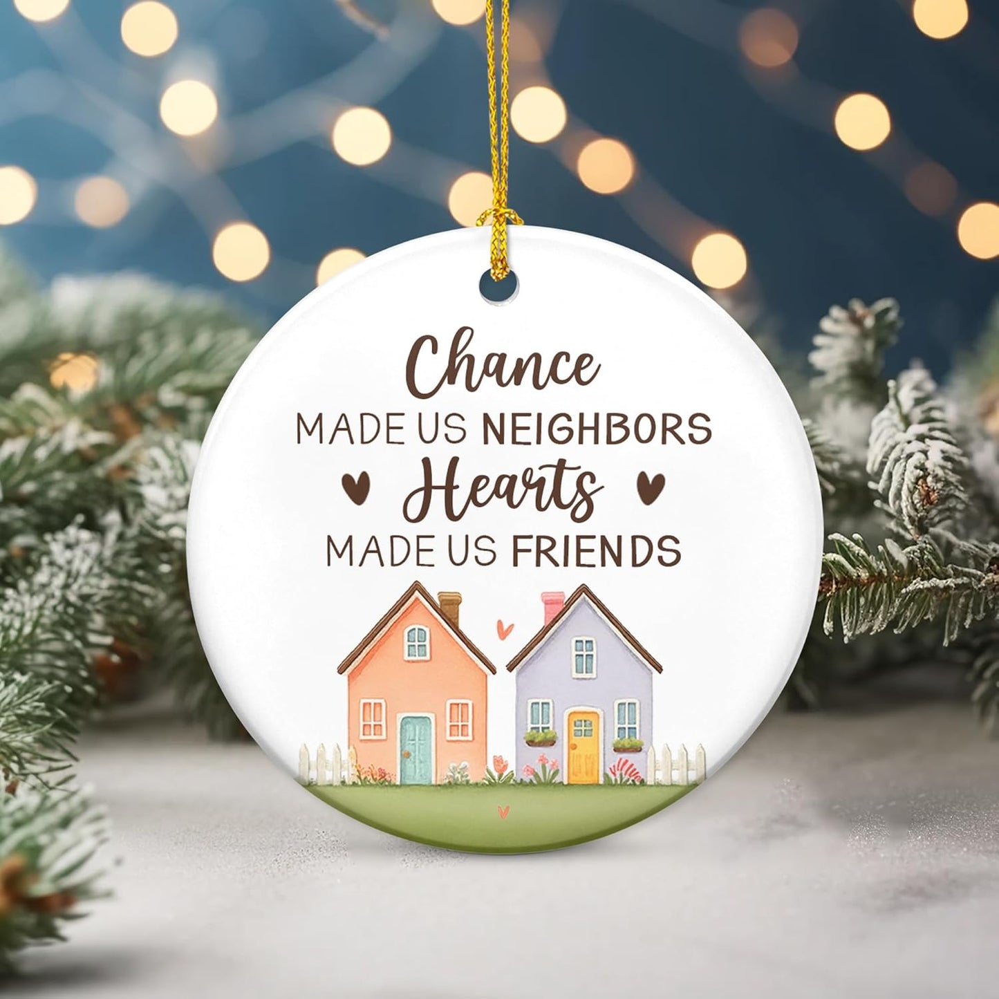 OASSIE Neighbors Friend Gifts for Women, Christmas Ornaments 2025 - The Neighborhood, Friendship Gifts for Women, Hello Neighbor Friends - Christmas Tree Decoration Ceramic Ornaments