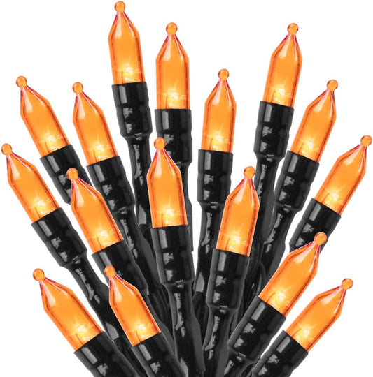 2Pack Orange Outdoor Halloween Lights, 39Feet 100 LED Mini Lights with 8 Lighting Modes, Connectable Halloween String Light Plug in for Garden Patio Haunted House Ghost Holiday Lighting Decoration