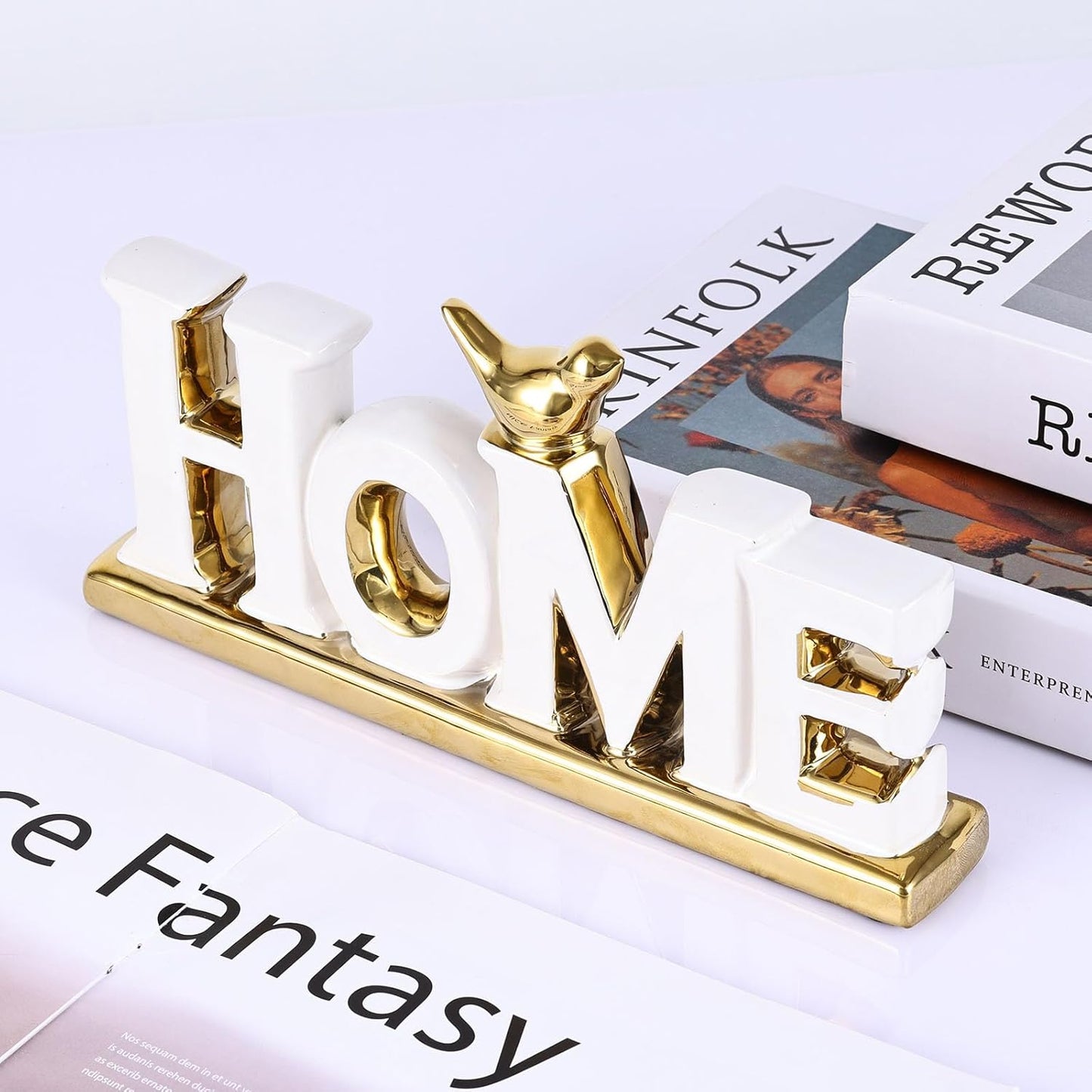 XMGZQ White and Gold Decor for Living Room Bedroom Bookshelf Coffe Table, Home Sign Aesthetic Statues Boho Wedding Accents Decorations, Knick Knacks Home Decor for Shelves,Living Room,Bedroom,Desktop