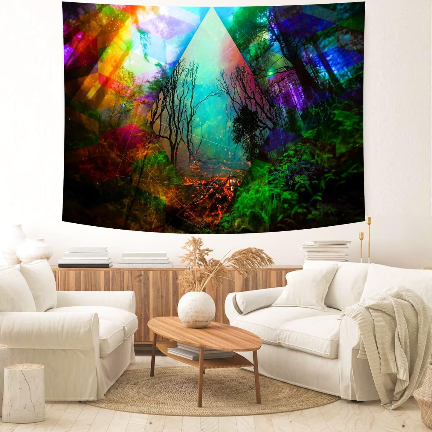 Delur Forest Tapestry Tree of Life Tropical Rainforest Tapestry Wall Hanging Colorful Nature Landscape Mystical Psychedelic Spiritual Headboard for Bedroom Living Room Home Decor (70.8" x 92.5")