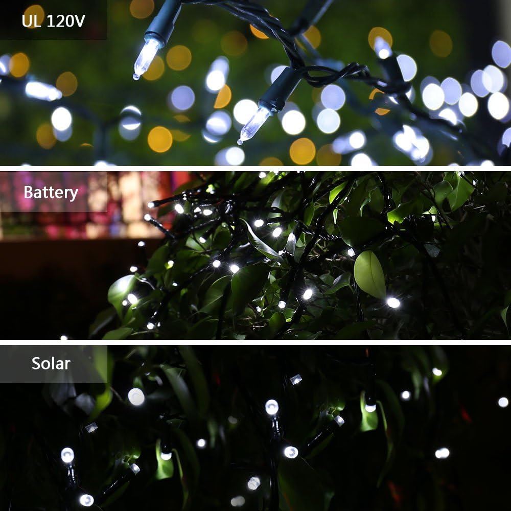 Brizled Christmas Lights, 33ft 100 LED End to End Connectable Mini Christmas String Lights, 120V UL Certified Cool White Xmas Tree Light Indoor Outdoor Mini Light Set for Xmas Tree Party Wedding Decor