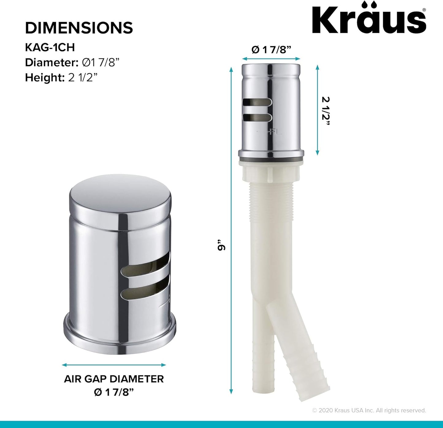 KRAUS Dishwasher Air Gap in Chrome, KAG-1CH