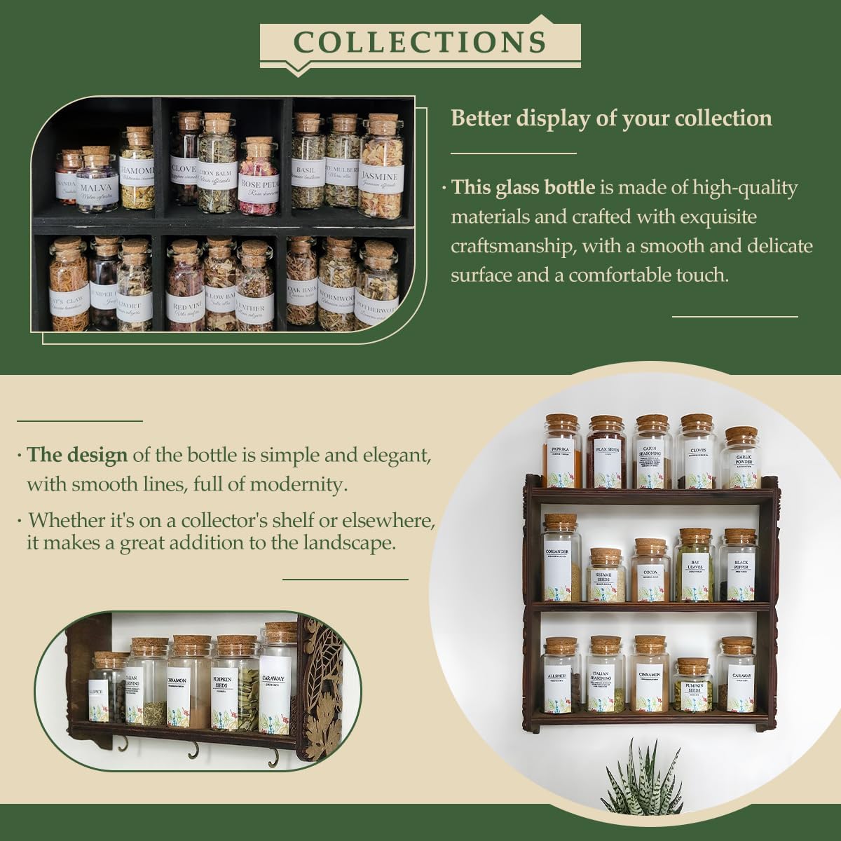 JIUYUE 4 pcs 50 ml Glass Bottles with Cork,Storage Bottles for Liquids(1.7 oz-1.85x1.96 inch)