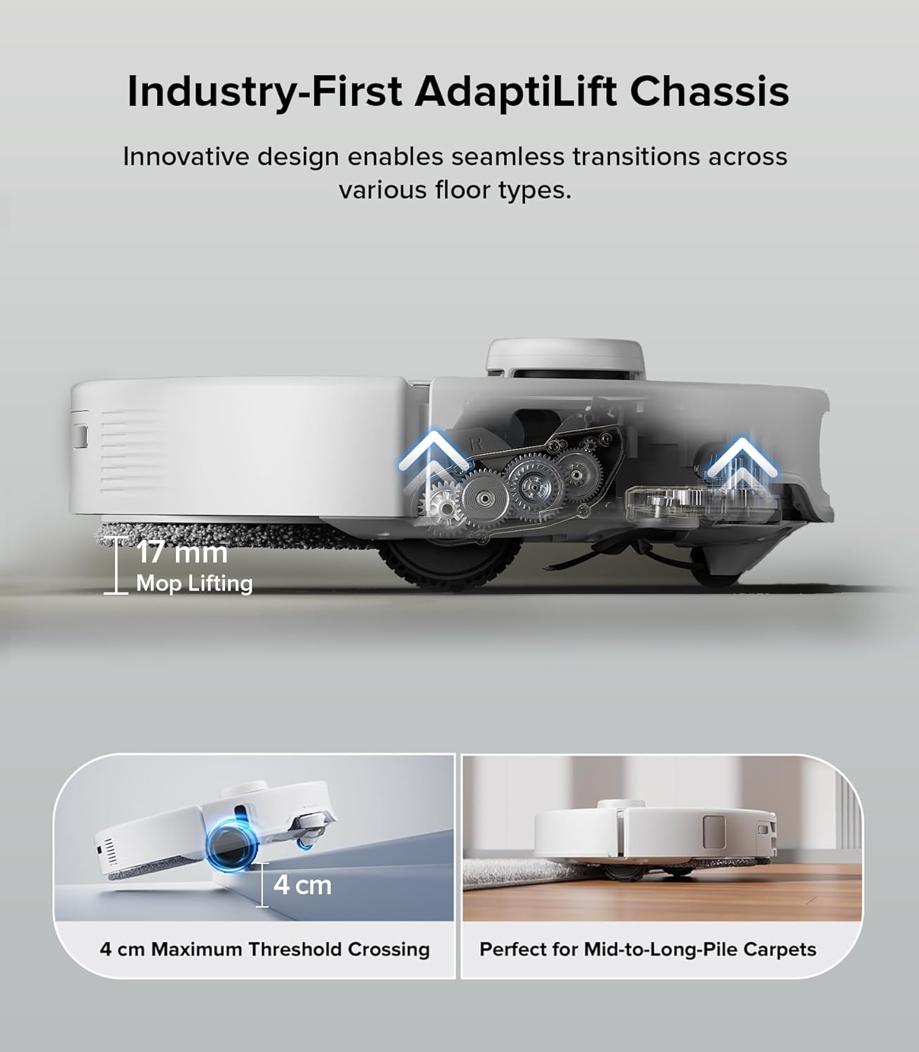 roborock Qrevo Edge Robot Vacuum and Mop, 18,500Pa Suction, Zero-Tangling, AdaptiLift Chassis, Al Obstacle Recognition, Hot Water Mop Washing & Dock Self Cleaning, Corner to Edge Deep Cleaning