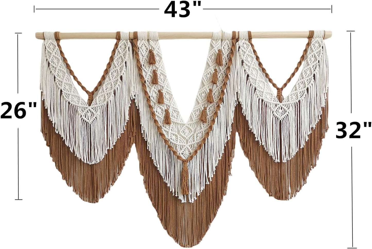 large macrame wall hanging - Boho Tapestry Macrame Wall Decor Art- Chic Bohemian Handmade Woven Tapestry Home Decoration for Bedroom Living Room Apartment Wedding Party - 43"x32" (Beige-Brown)