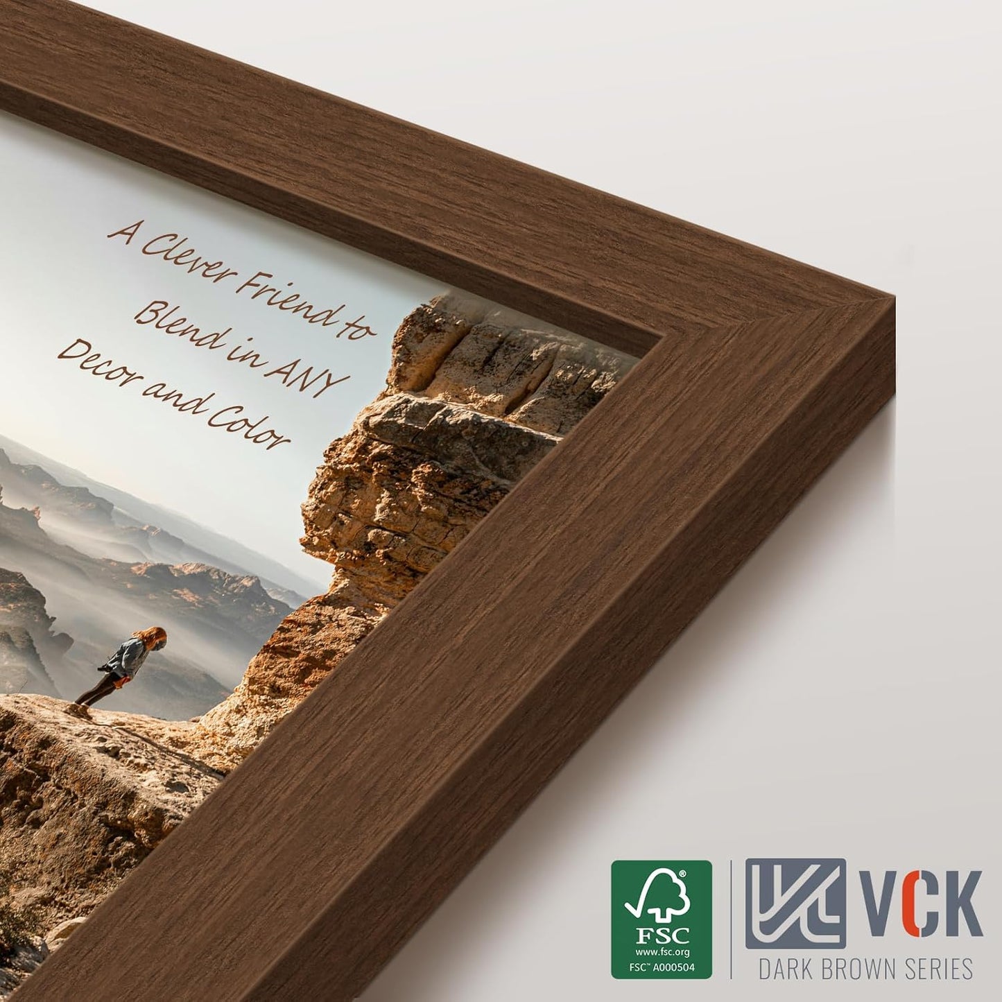 VCK 24x30 Brown Poster Frame 3 Pack, Wood Picture Frame with Exclusive Wood Grain, Wall Mounting Hanging