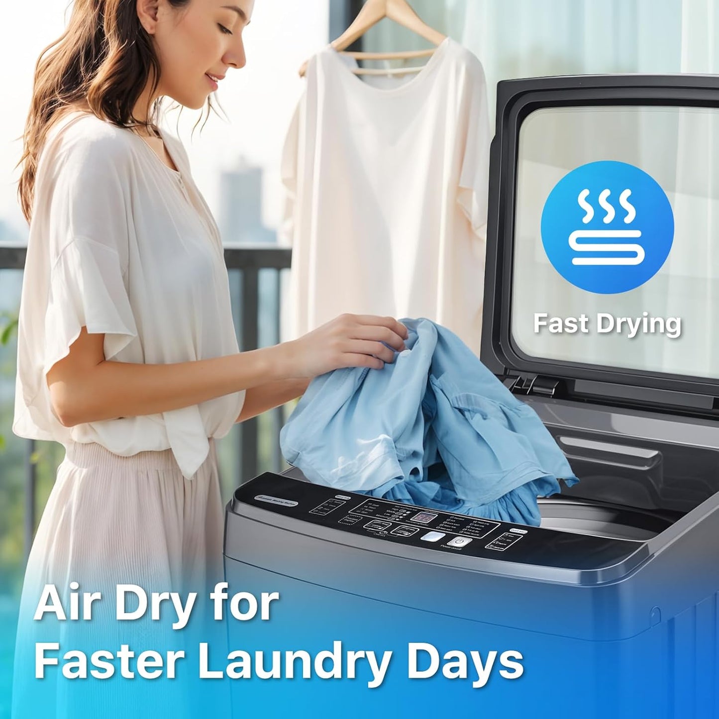 Portable Washing Machines 27 LBS Full Automatic Clothes Washer and Spinner Combo with 10 Program and 8 Water Level, Compact Laundry Wash Spin Dryer for Apartment RV Dorm, Grey