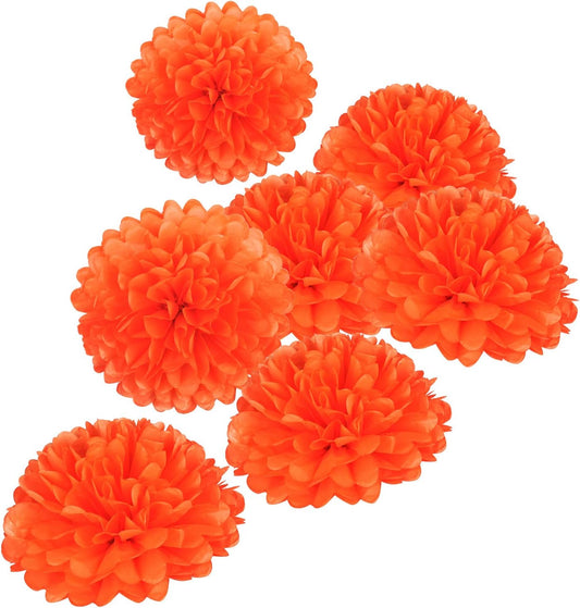 MISU 10" Orange Tissue Pom Poms DIY Tissue Paper Flowers for Birthday Wedding Baby Shower Tea Party Dessert Table Decoration, Pack of 18