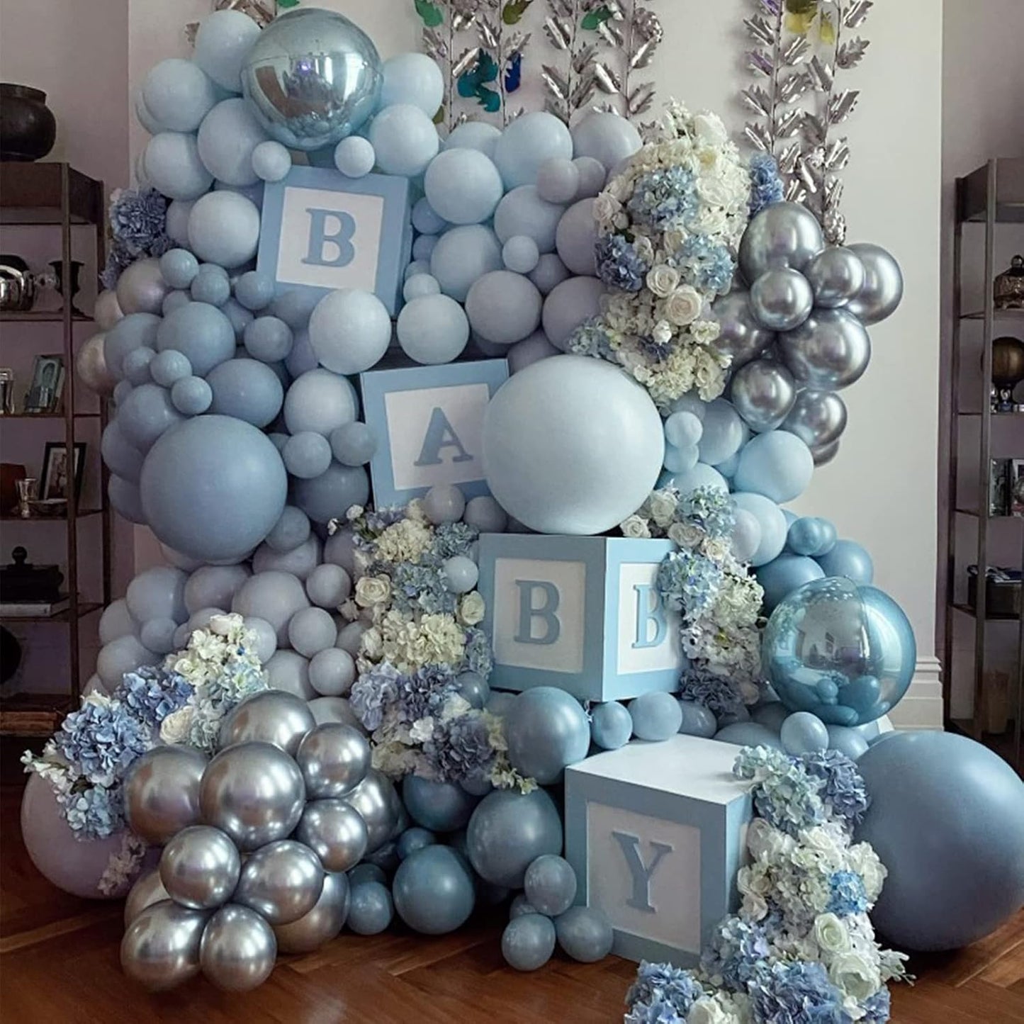 130pcs Dusty Blue Balloons Different Sizes 18" 12" 10" 5" Slate Blue Balloons for Boys Girls Baby Shower Wedding Anniversary Graduation Engagements Birthday Party Decorations