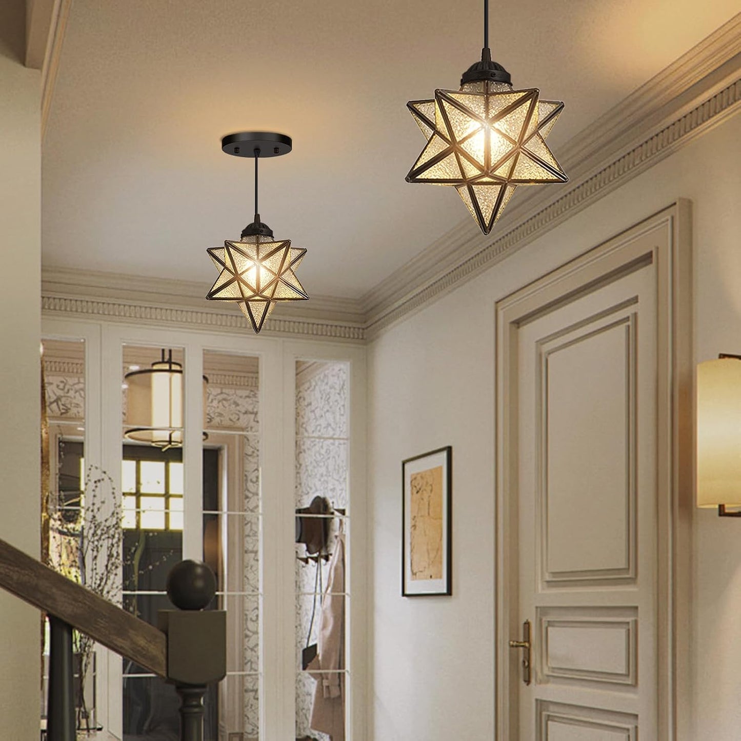 Modern Glass Pendant Lights Dining Room Chandeliers Lighting for Kitchen Island Light Fixture Hanging Light with Warm Light Bulb