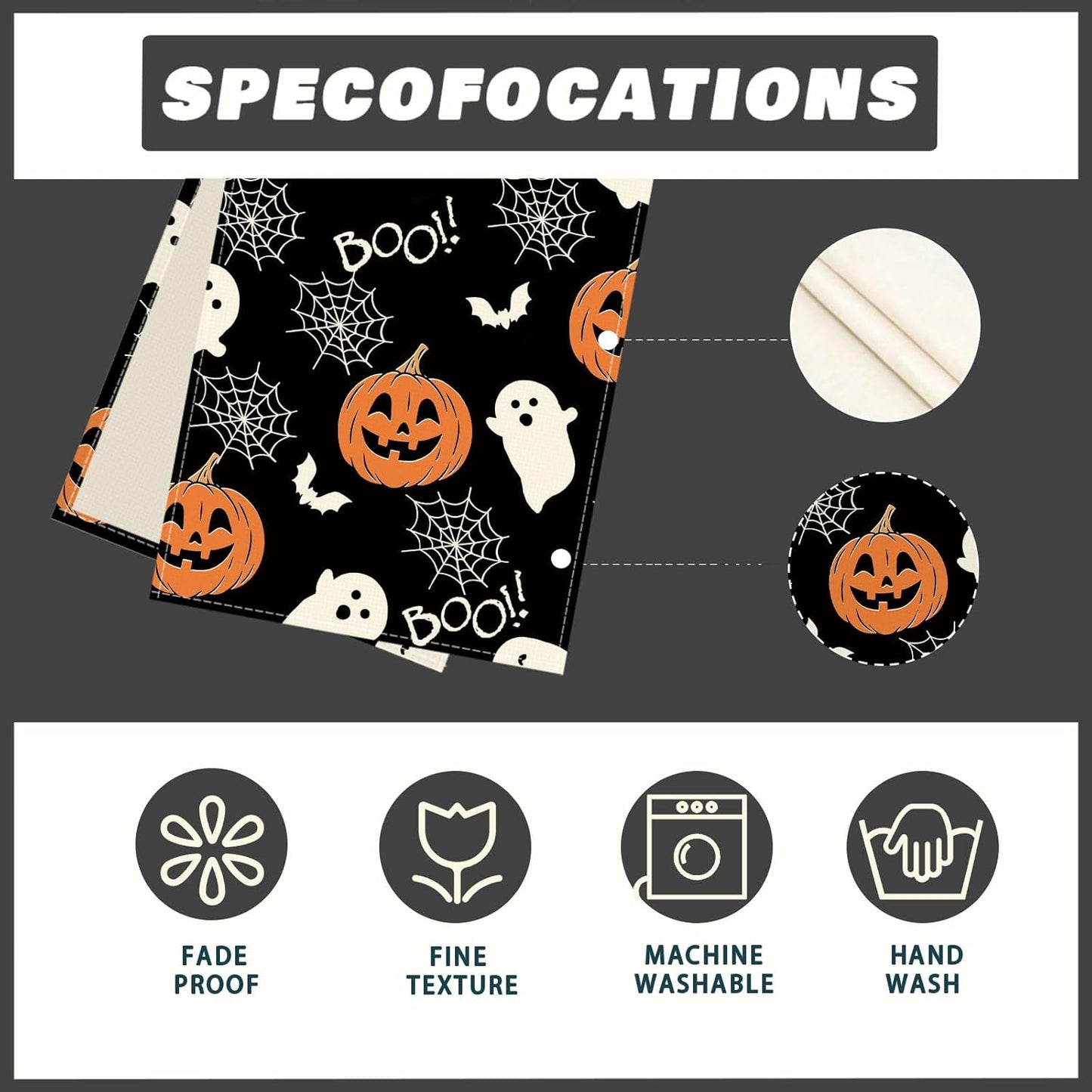 XCHI Boo Spooky Ghost Pumpkin Halloween Table Runner Burlap Table Decoration for Home Kitchen Dining Dinner Indoor Holiday Farmhouse Decor 13x60 Inch