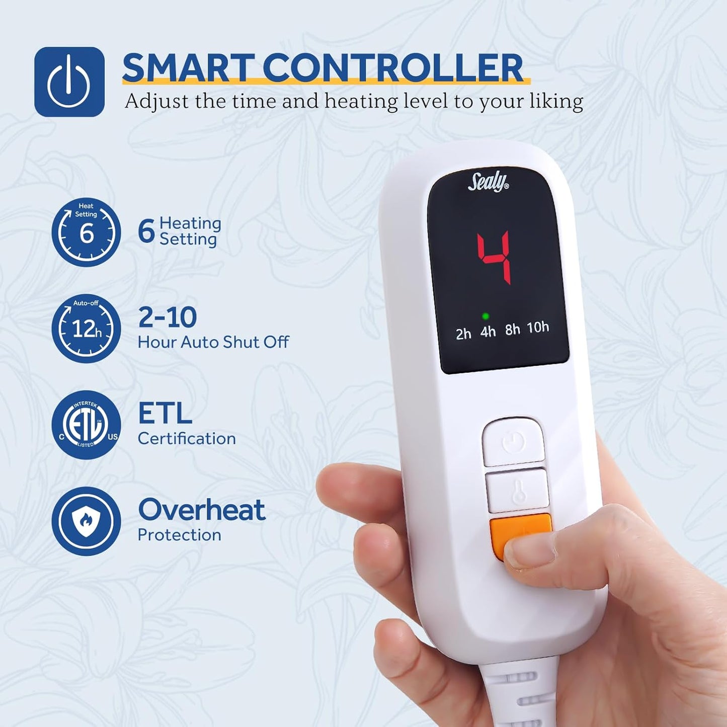 Sealy Electric Blanket Throw Size 50"*60",Super Cozy Flannel to Sherpa Reversible Heated Blanket Throw with 6 Heating Levels & 2-10 Hours Auto Off Overheating Protection Machine Washable,Beige