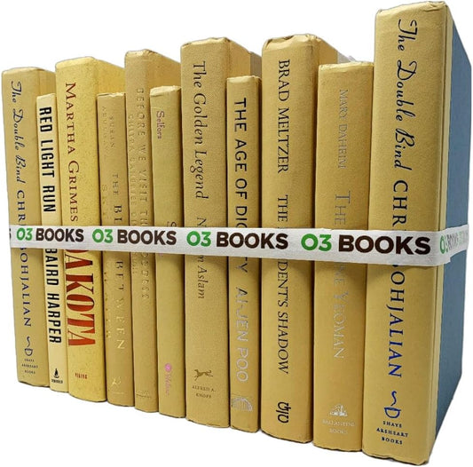 Curated Decorative Books Hardcover Décor Books for Home Décor, Choose Color, Interior Design, Office, Wedding Display, Instant Library, or Staging (Vintage Gold, One Foot)