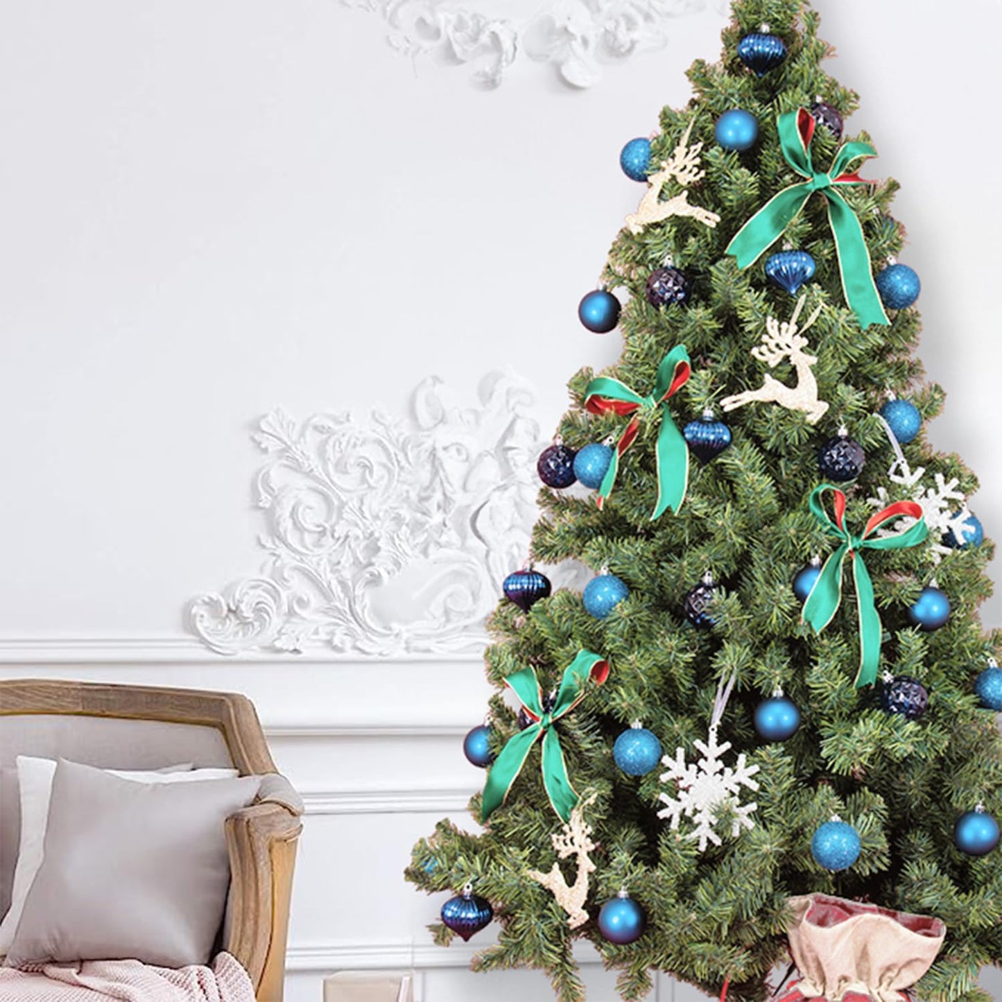 Every Day is Christmas Ornaments, Shatterproof Christmas Tree Ornament Set, Christmas Balls Decoration 35 Count (2.75"/70mm, Royal Blue)