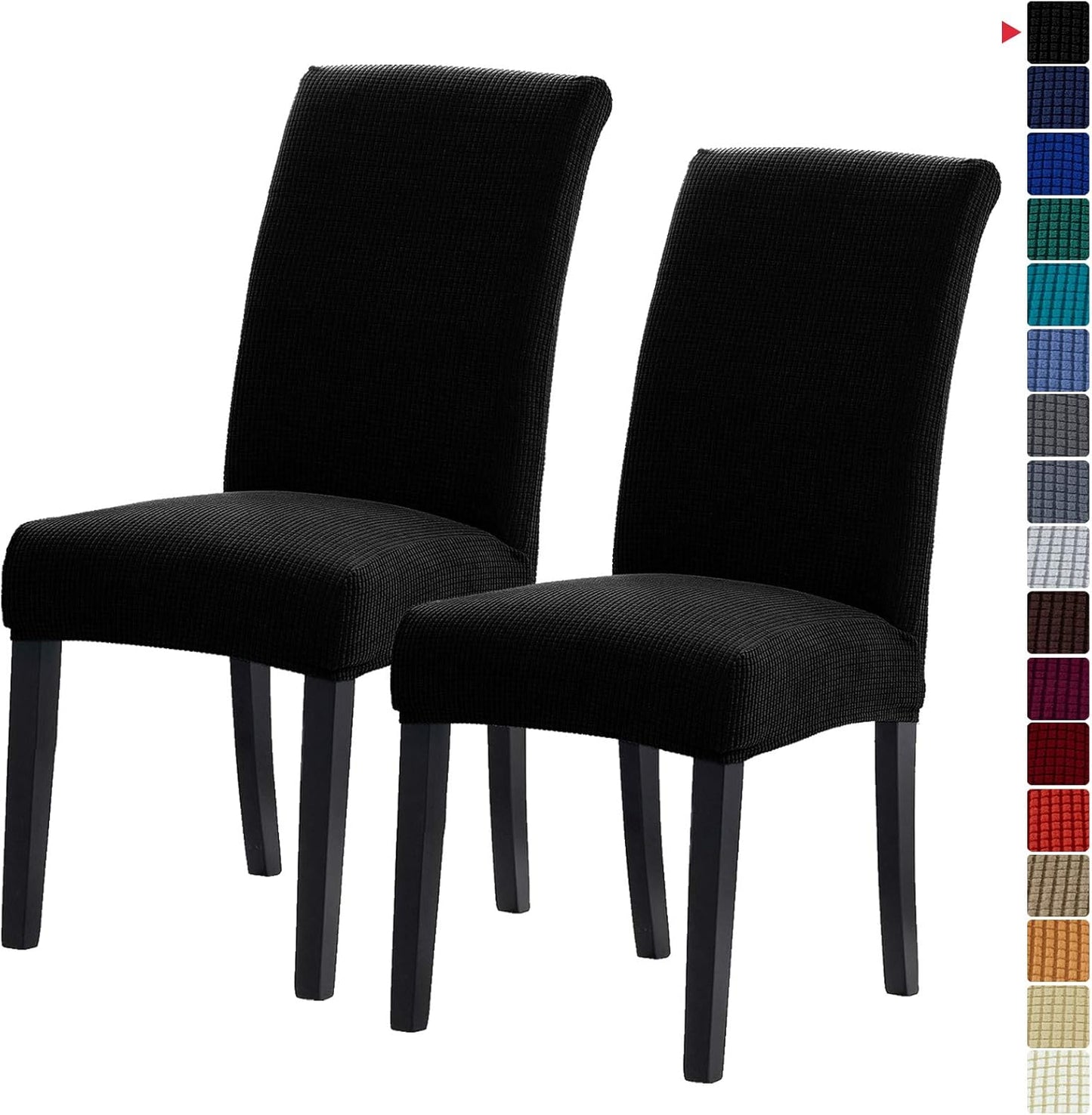 Howhic Stretch Chair Covers for Dining Room Set of 2, Removable Washable Dining Room Chair Covers, Dining Chair Slipcovers Seat Protector, Great for Home Decor and Banquet (Black, 2 Pack)