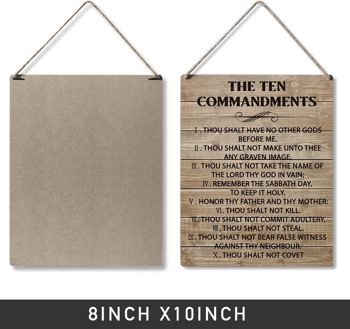 Qious Inspirational Signs Gift Farmhouse the Ten Commandments Thou Shalt Have No Other Gods Before Me Wooden Hanging Sign Rustic Wall Art Home Office Living Room Decoration 10 x 8 Inches…