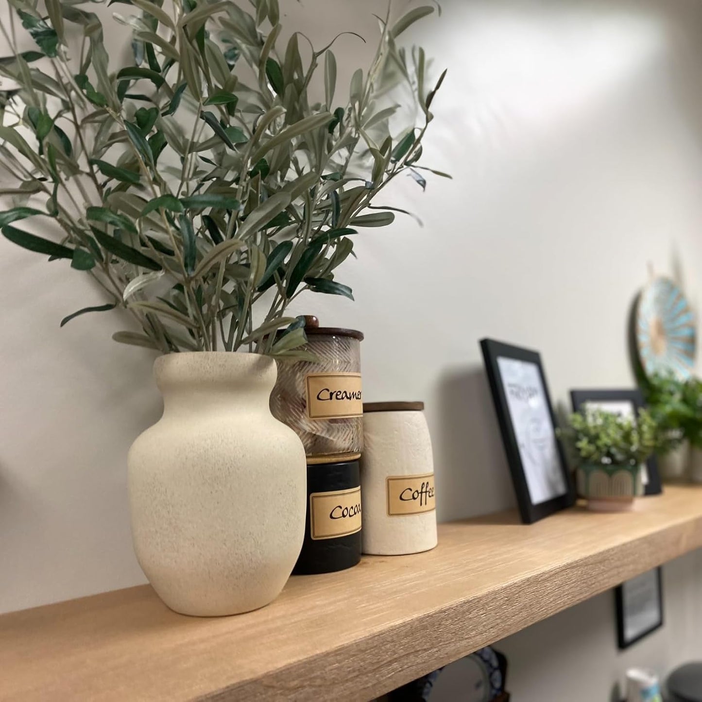 joelsantiques 48 Inch Wooden Floating Shelves for Wall - 48x6x2 in - Made of Natural Wood - Long Heavy Duty Rustic Wall Shelves for Bedroom - Perfect for Living Room, Kitchen - Natural