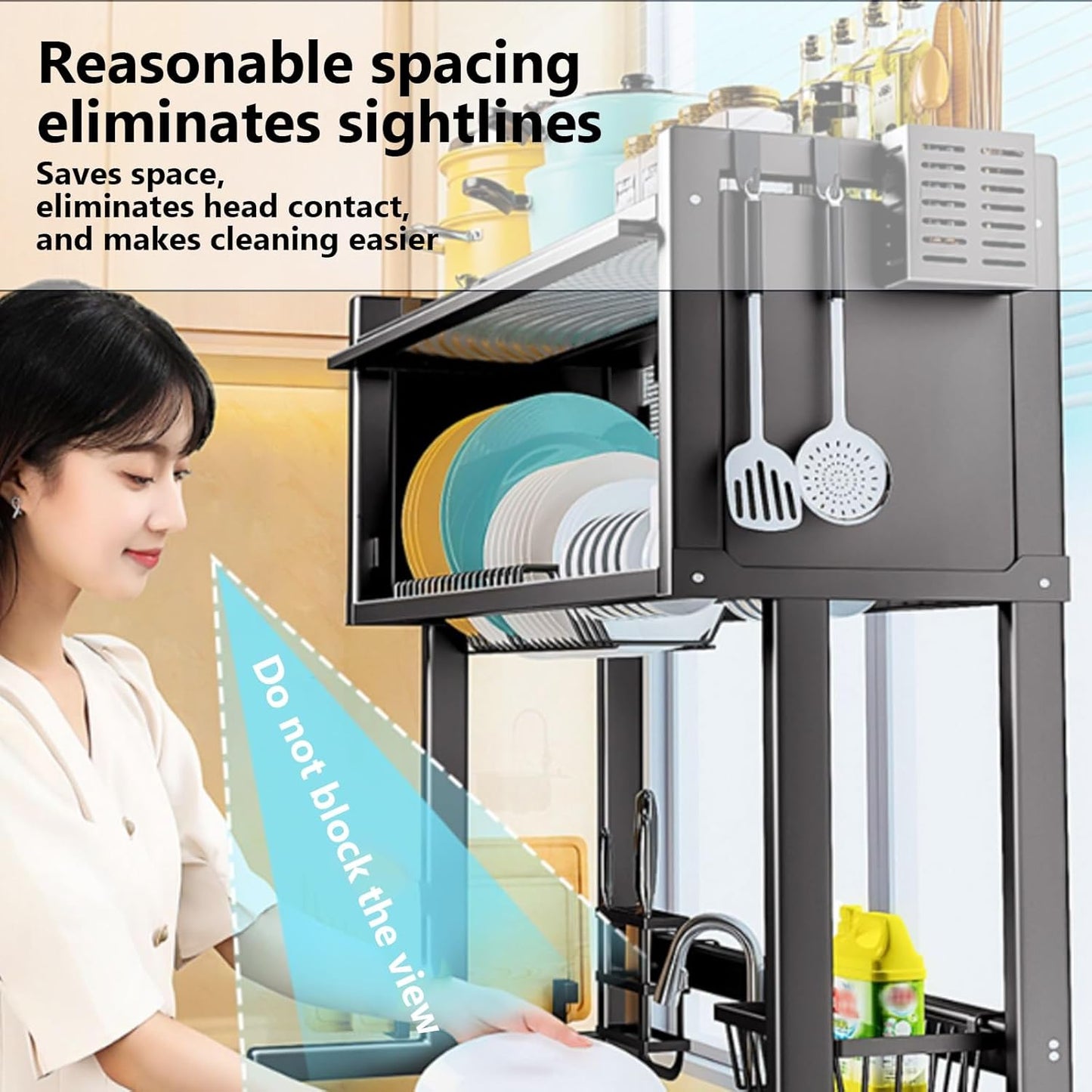 Home Furnishing Over The Sink Dish Drainer Drying Rack 3 Tier Over Sink Dish Rack for,oversink Dish Dry Rack,Space Saving Dish Drying Rack,Kitchen Sink Organizer countertop(White,65cm/25.6in)