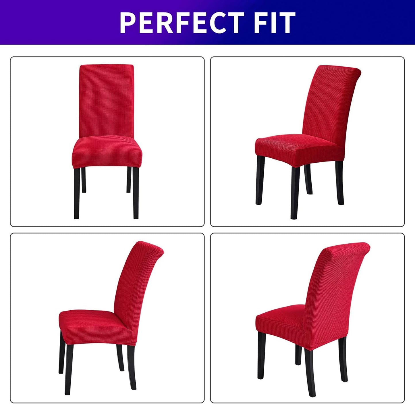 Howhic Stretch Chair Covers for Dining Room Set of 2, Removable Washable Dining Room Chair Covers, Dining Chair Slipcovers Seat Protector, Great for Home Decor and Banquet (Ruby, 2 Pack)