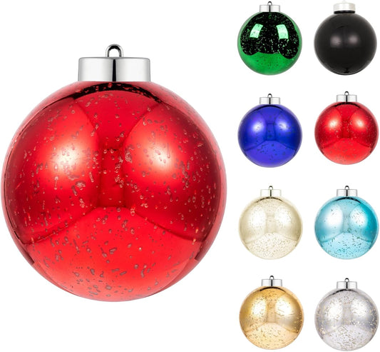 XmasExp Large Christmas Ball Ornaments,1pcs Red Giant Shatterproof Plastic Hanging Mercury Xmas Ball Decorations Christmas Tree Ornaments (Red, 8")