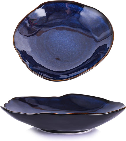 Blue Ceramic Decorative Bowl –10.4" Small Trinket Dish, Fruit Bowl, Candy Dish, Key Bowl for Entryway Table, Jewelry & Ring Dish, Porcelain Catchall Dish for Kitchen, Bedside, Living Room Home Decor