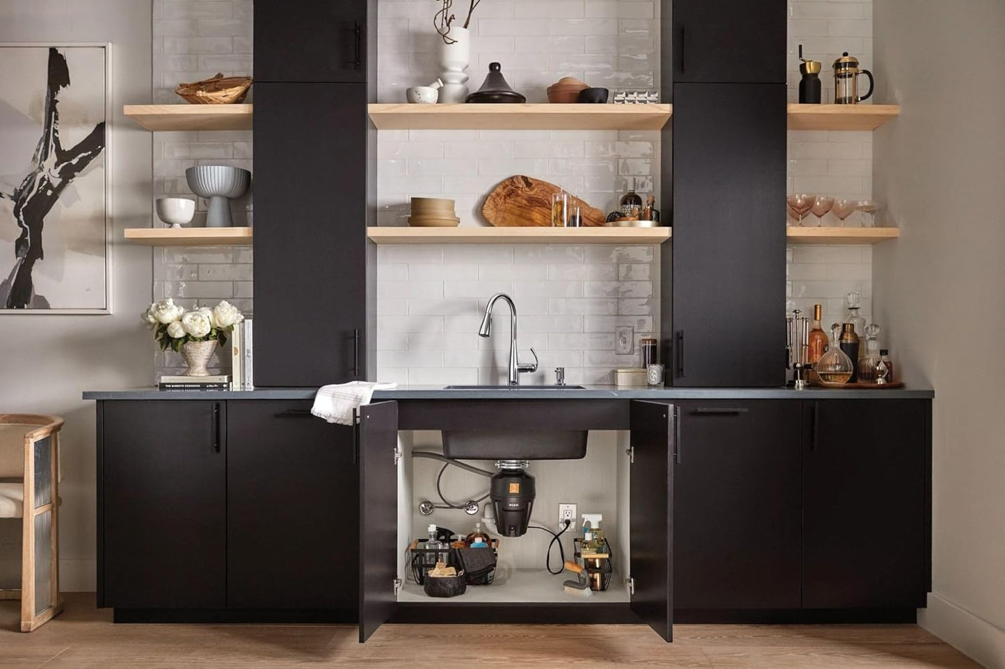 Moen Black EX Series Host Series 3/4 Horsepower Improved Installation Garbage Disposal, EX75C