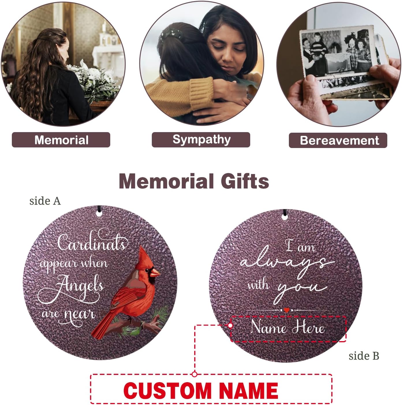 ASTARIN 36" Large Deep Tone Personalized Name Sympathy Wind Chimes, Cardinal Memorial Wind Chime for Loss of Mother Father Loved One, Bereavement Condolence Gifts Decor Outdoor Patio Garden