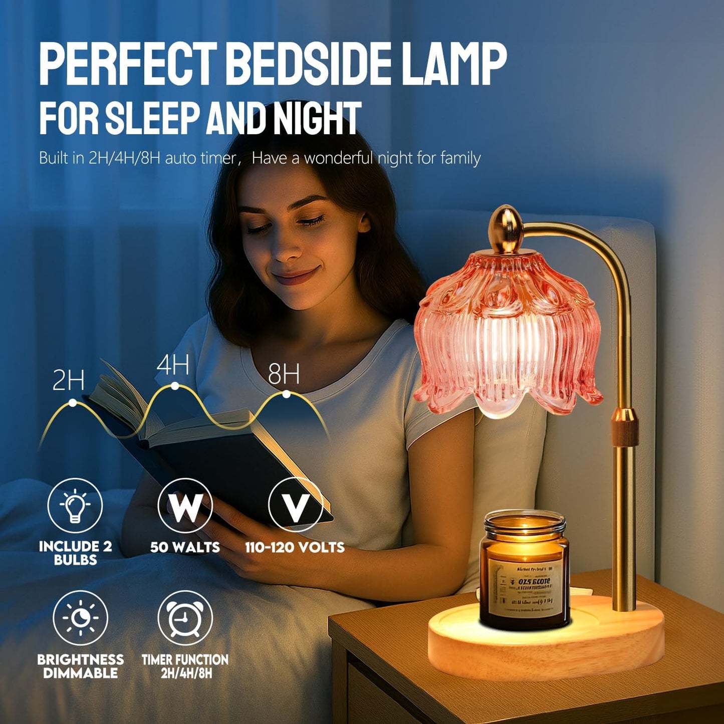 GEEZO Fragrance Candle Warmer Lamp，Electric Candle Warmer with Timer & Dimmer，Mom Christmas Birthday Gifts for Women, House Warming Gifts New Home Bedroom Decor