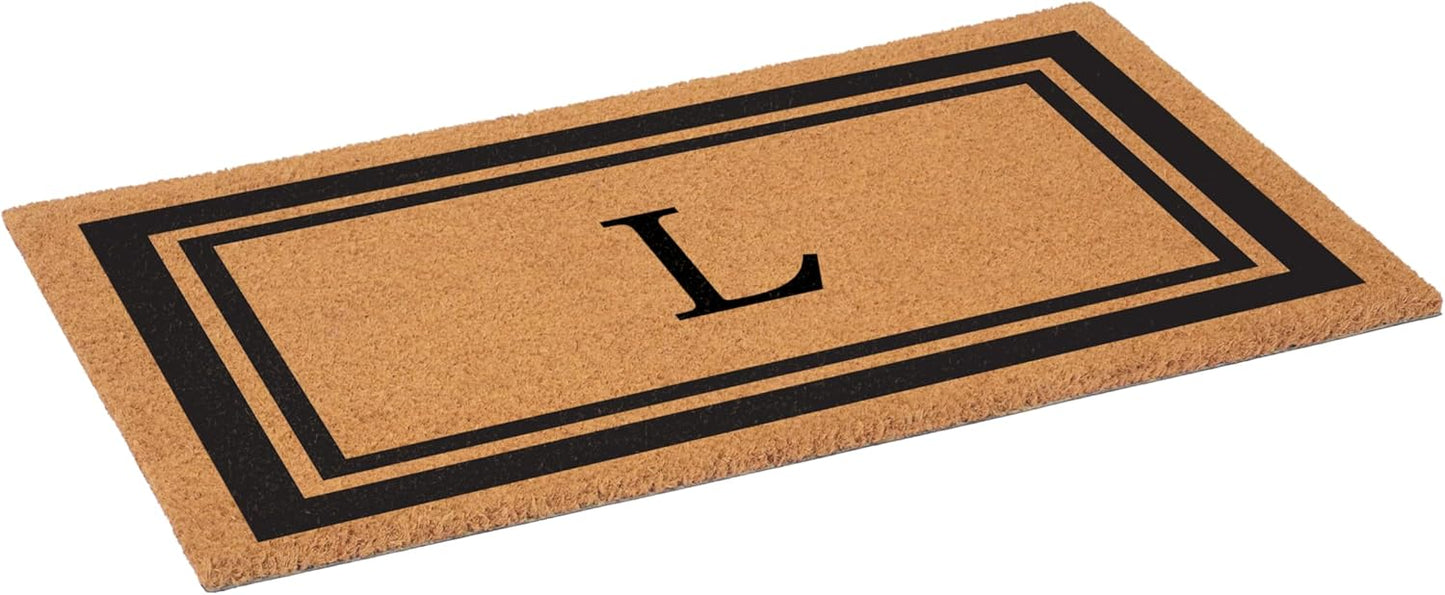 Calloway Mills 152962436L Black Border 24" x 36" Monogram Doormat, (Letter L)
