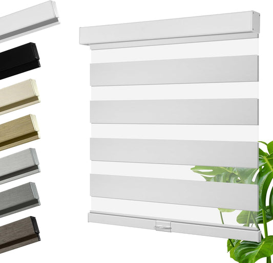 Cordless Zebra Blinds for Windows, Blackout Interior Blinds,Easy to Install,UV Protection,for Offices and Home,Custom Roller Shades, Solid White, 75" W x 36" H