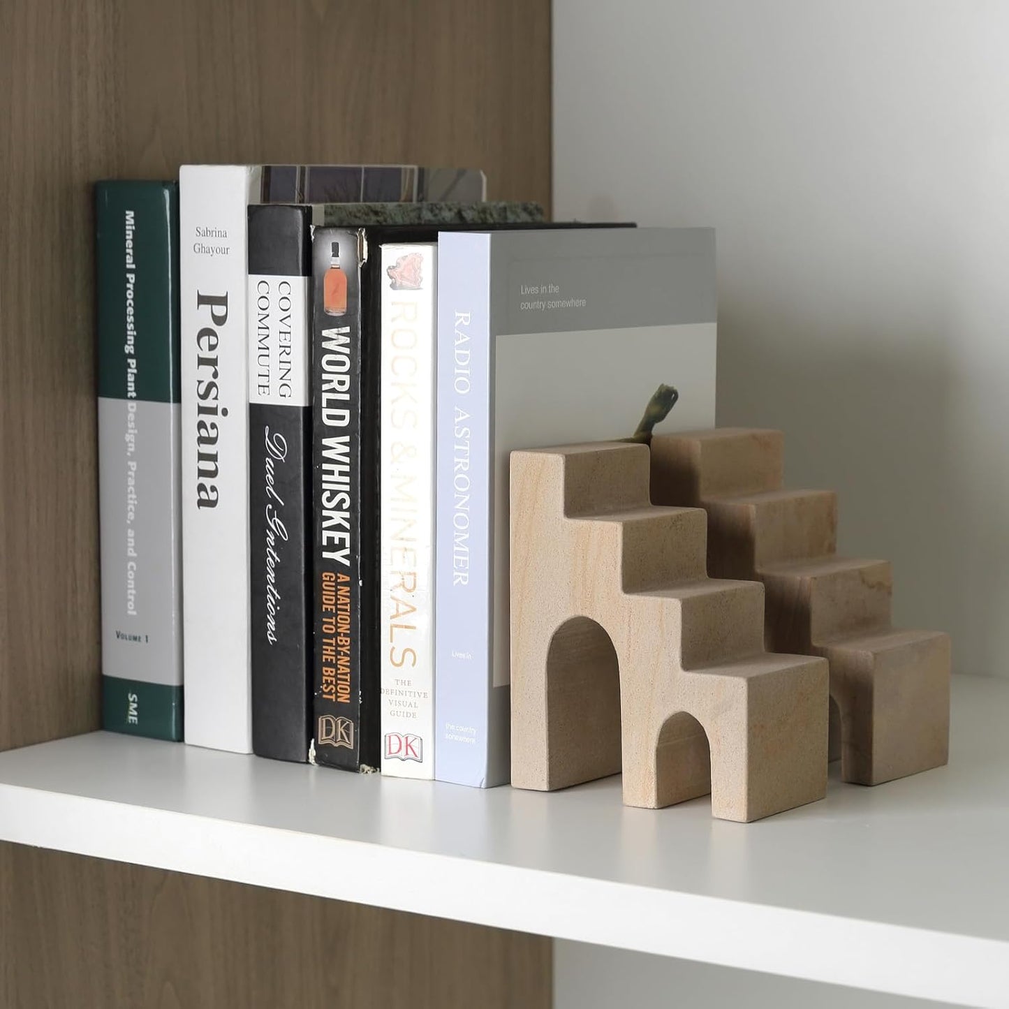 Natural Marble Book Ends for Shelves, Decorative Bookends for Heavy Books, CastleGuard Bookend Book Holder Stopper for Home Office Desk Bookshelf Decoration, Turkey Natural Marble, Set of 2