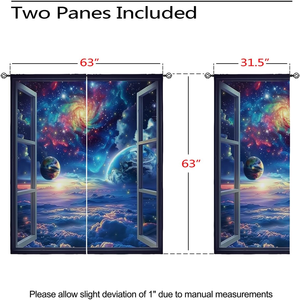 Space Galaxy Blackout Curtains for Girls Boys Kids Home Decor, Universe Nebula Galaxies Solar Planet Grommet Thermal Insulated Drapes Darkening Window Curtain for Bedroom Living Room, 63 x 63 Inch